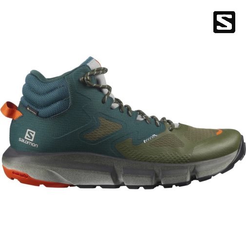 Green / Olive Salomon Predict Hike Mid GTX Men's Hiking Boots | PH 51849A